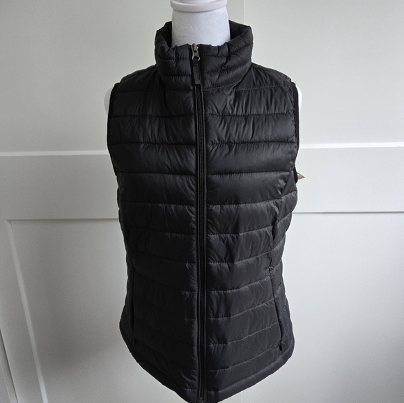Amazon Esstentials Women's Black Medium Puffer Vest, New. Packable - Picture 1 of 8